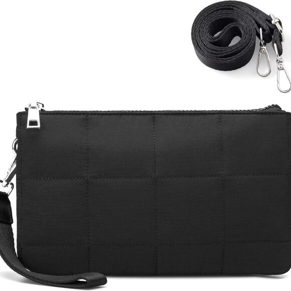 Puffer Crossbody Wristlet for Women, RFID Wristlet Wallet Purse with 2 Strap, Li - Picture 1 of 8